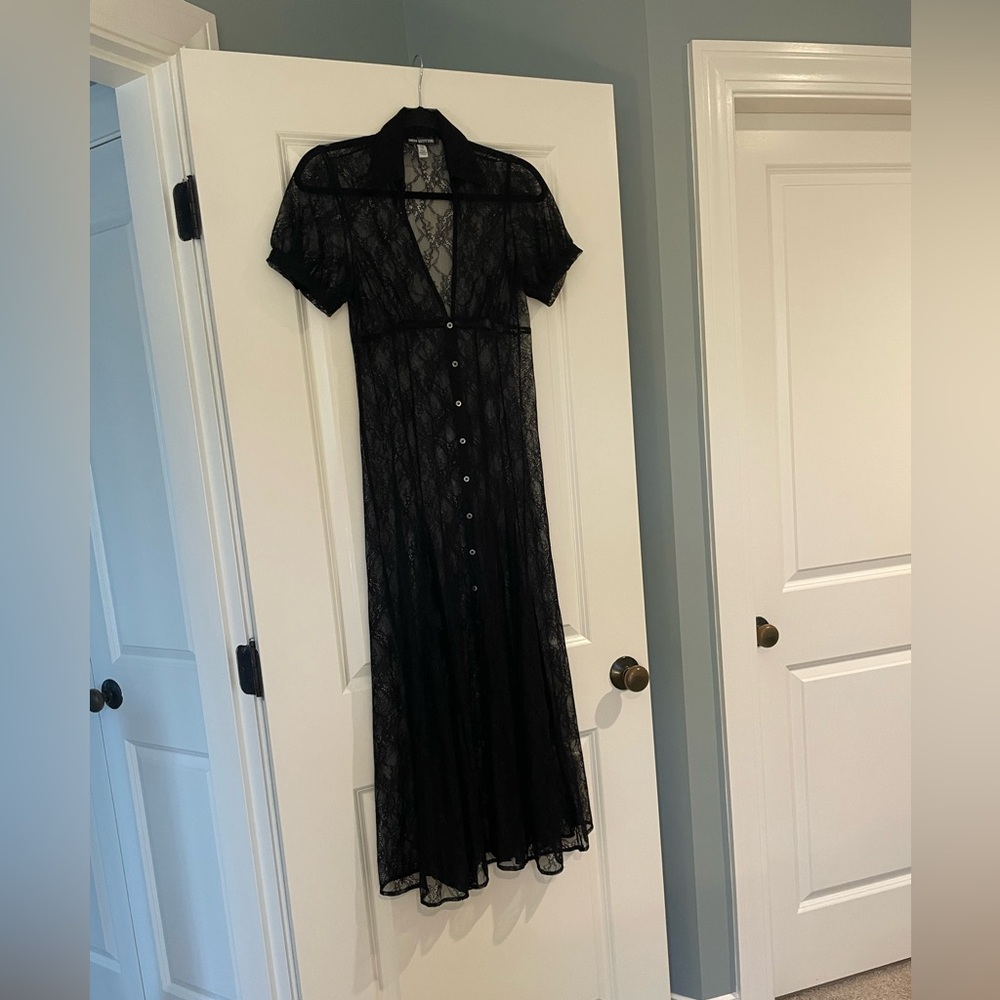 Urban Outfitters Connie Sheer Lace Dress with silver metal buttons - Picture 5 of 8